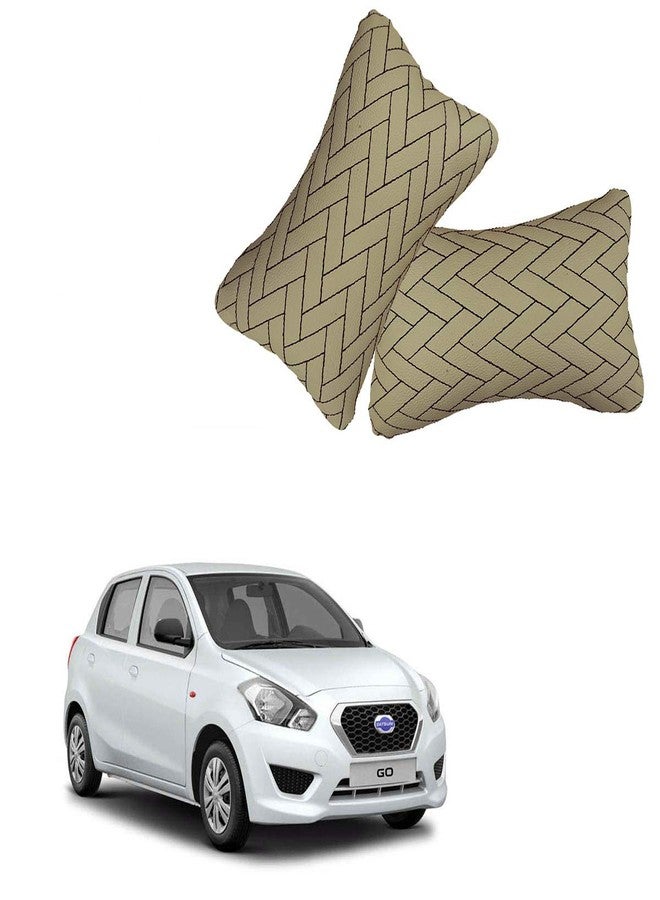 Adroitz Beige Leathertte Material Neck Rest Cushion in Zig-Zag Design for Car_2147 - Image 1
